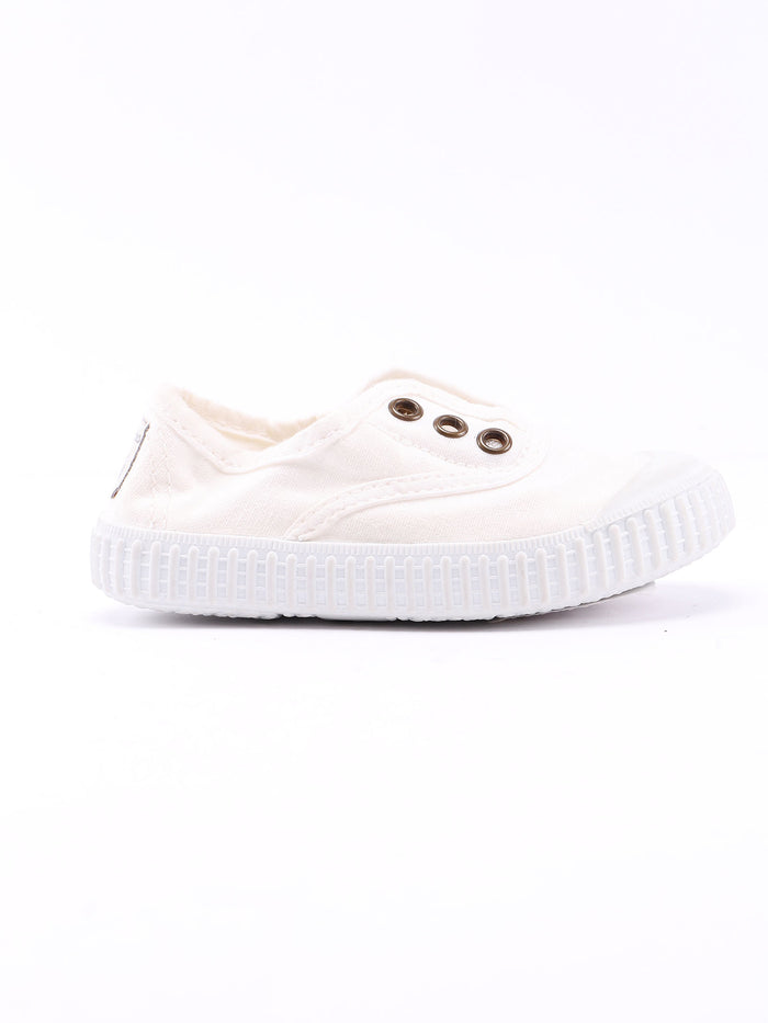 1915 Inglesa Elastico Lona Tintado White Cotton Rubber Sole Shoe