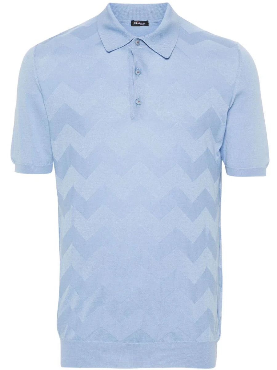 Kiton Cotton 100% polo shirt in blue