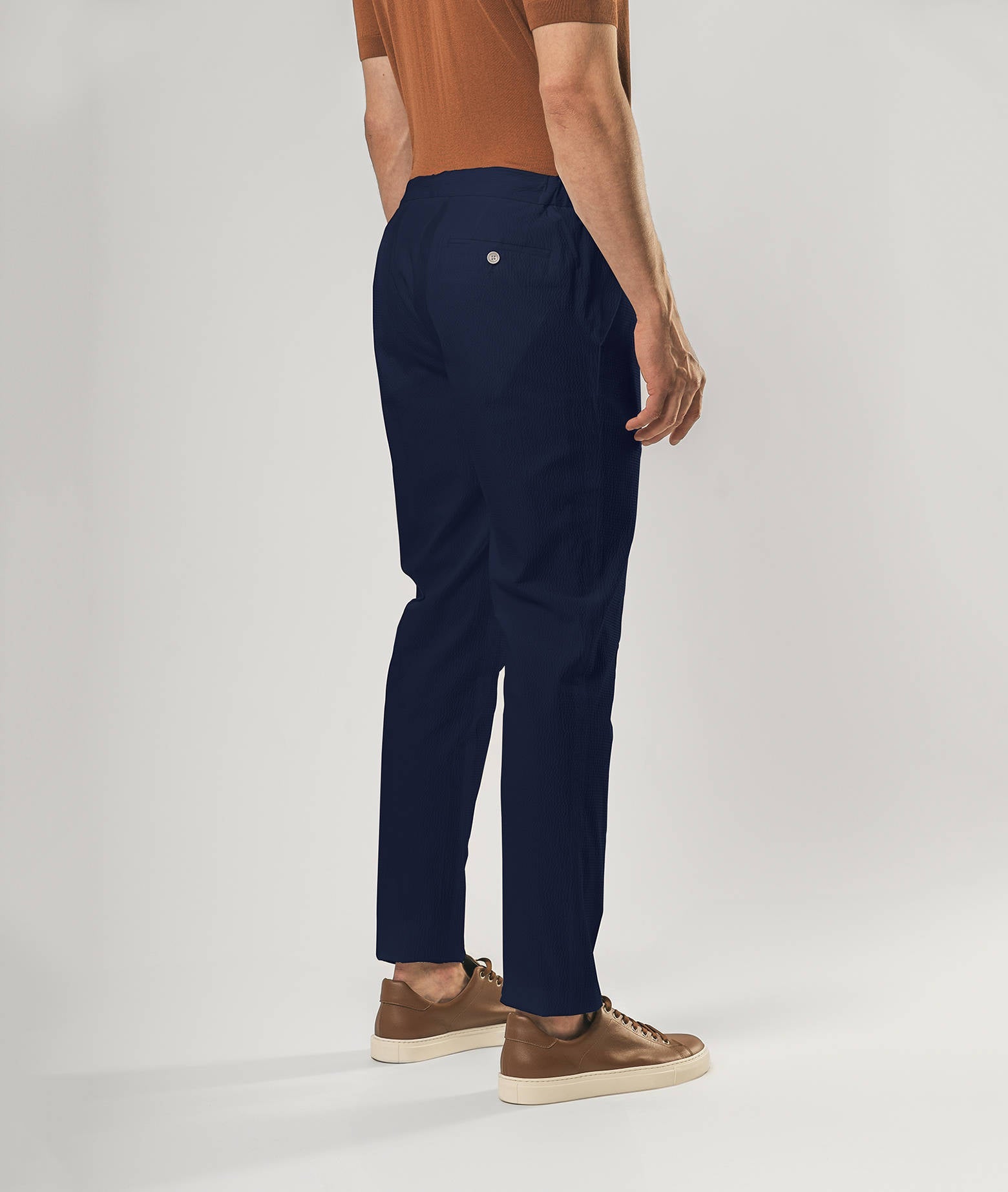 Cotton Seersucker Trousers Charleston White Sportswear