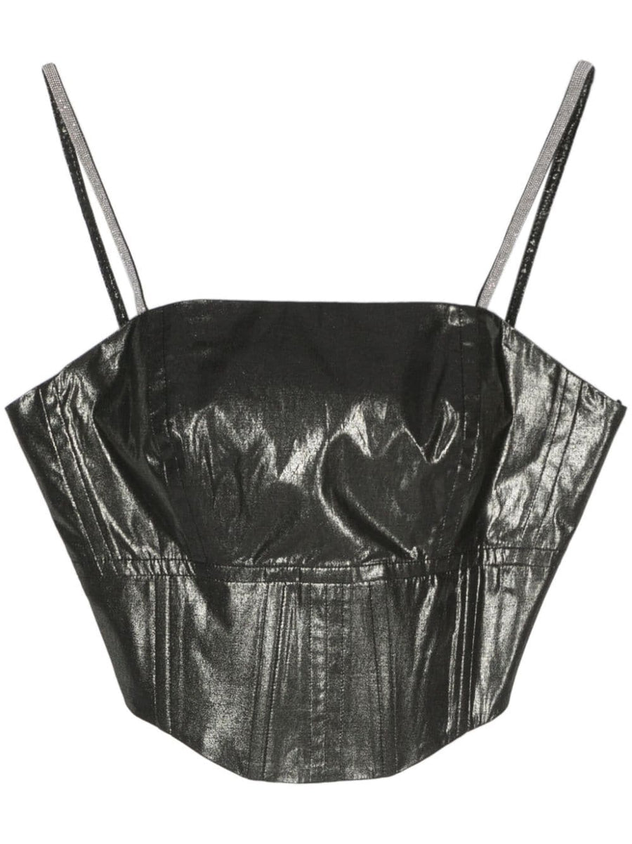 Peserico Cotton 53% crop top in gunmetal