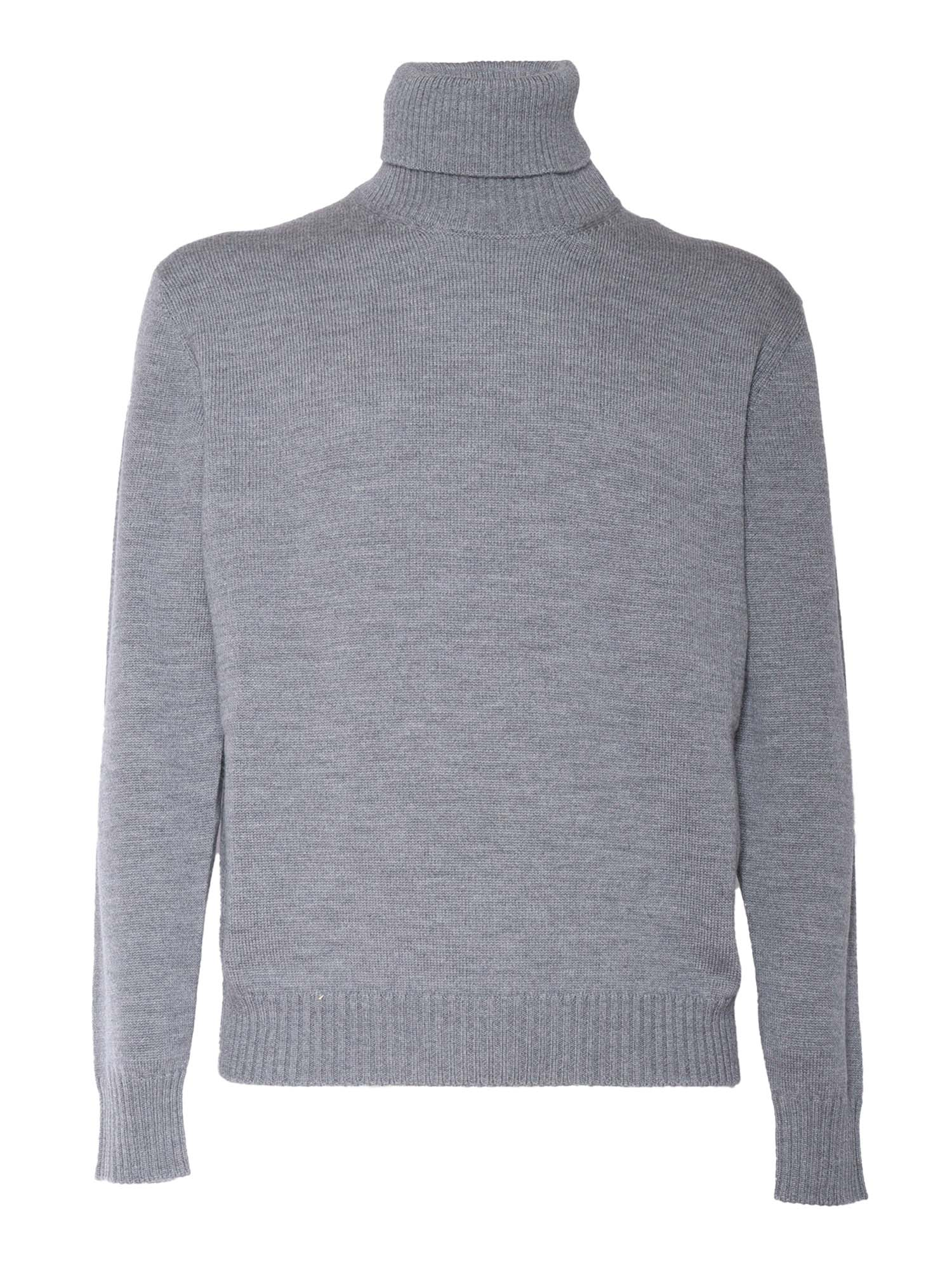 T Neck Pullover Grey Wool Turtleneck