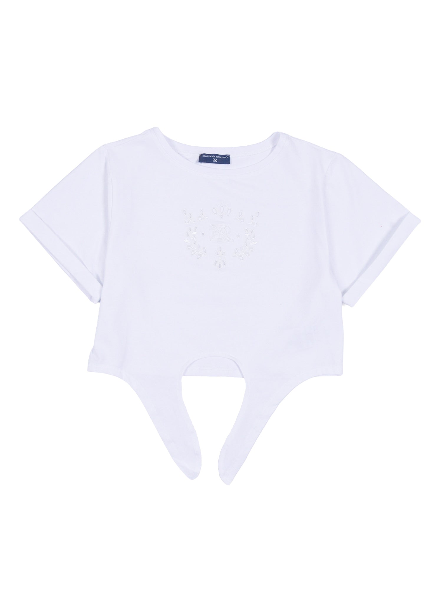 JERSEY T-SHIRT WITH KNOT White Cotton Elastane Short Sleeves