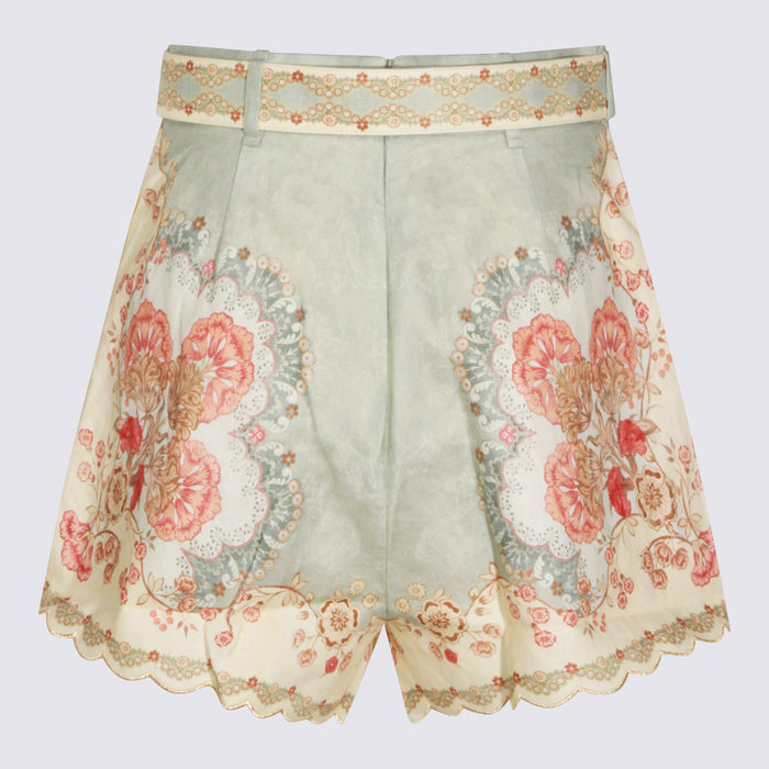 Zimmermann Shorts Wallpaper Floral Mint Linen