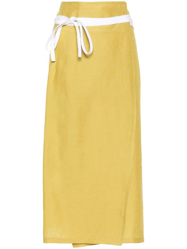 Fabiana Filippi 100% Linen (exterior); 100% Cotton (lining) skirt in yellow
