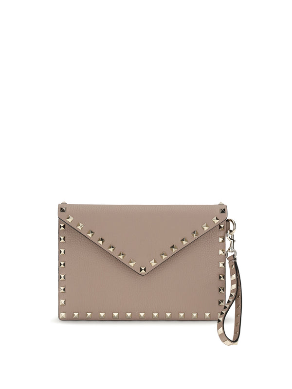 Valentino Garavani 100% calf leather Bos Taurus clutch in beige