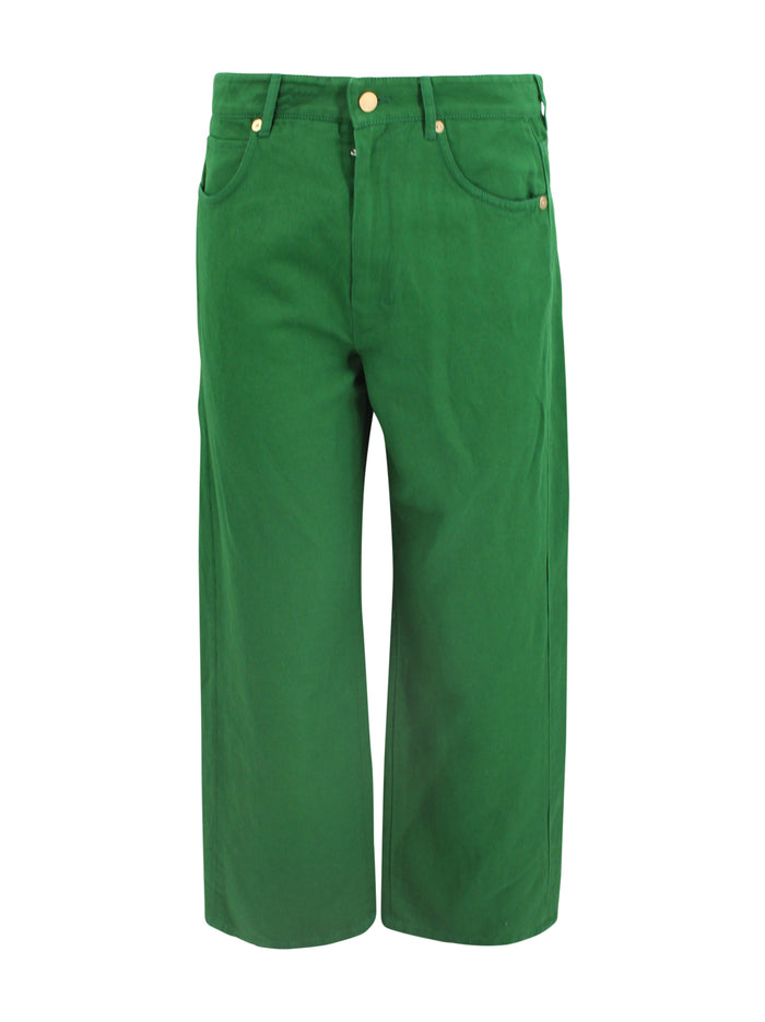 S Max Mara Trousers Green Cotton
