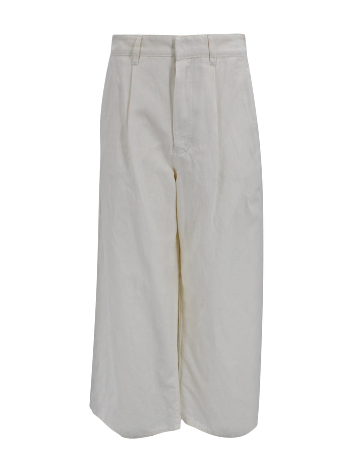 S Max Mara Trousers White Cotton