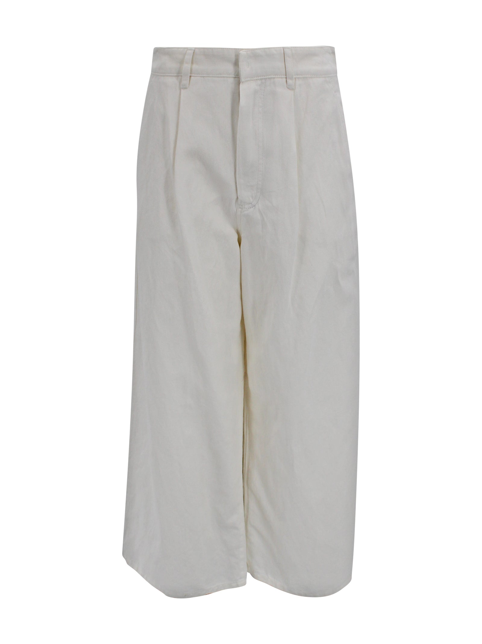 S Max Mara Trousers White Cotton