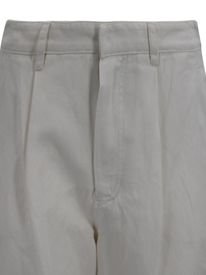 S Max Mara Trousers White Cotton
