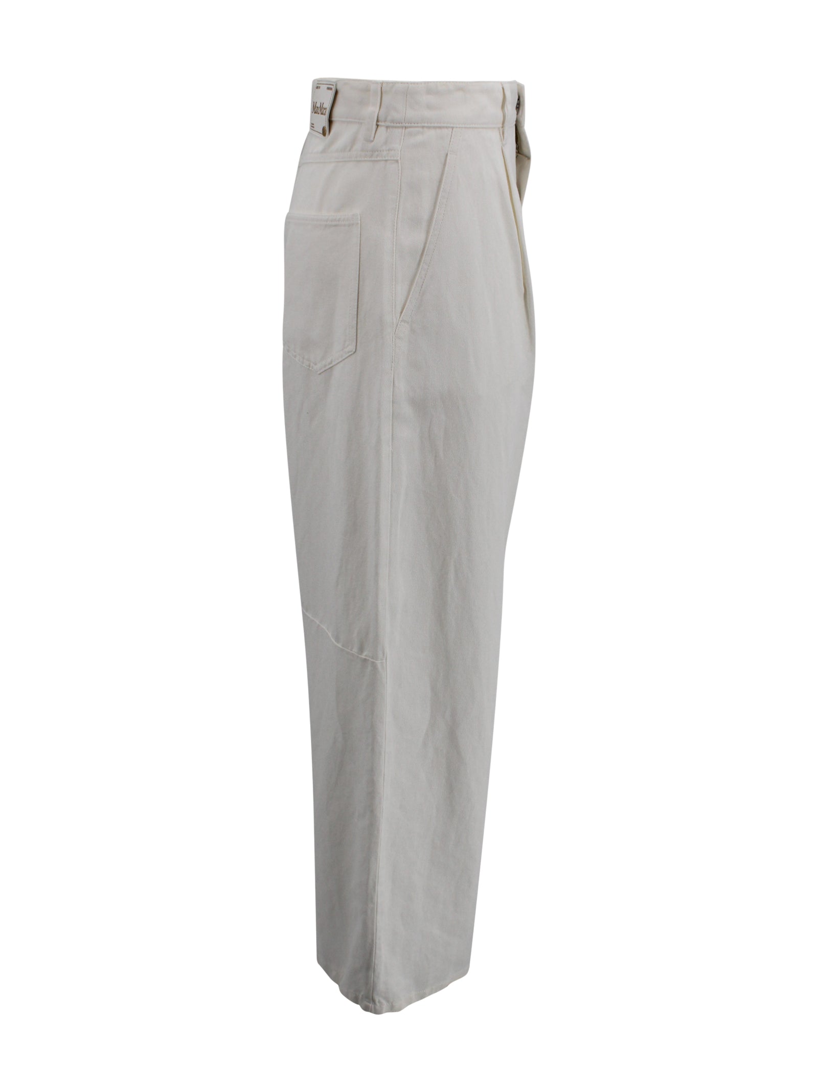 S Max Mara Trousers White Cotton