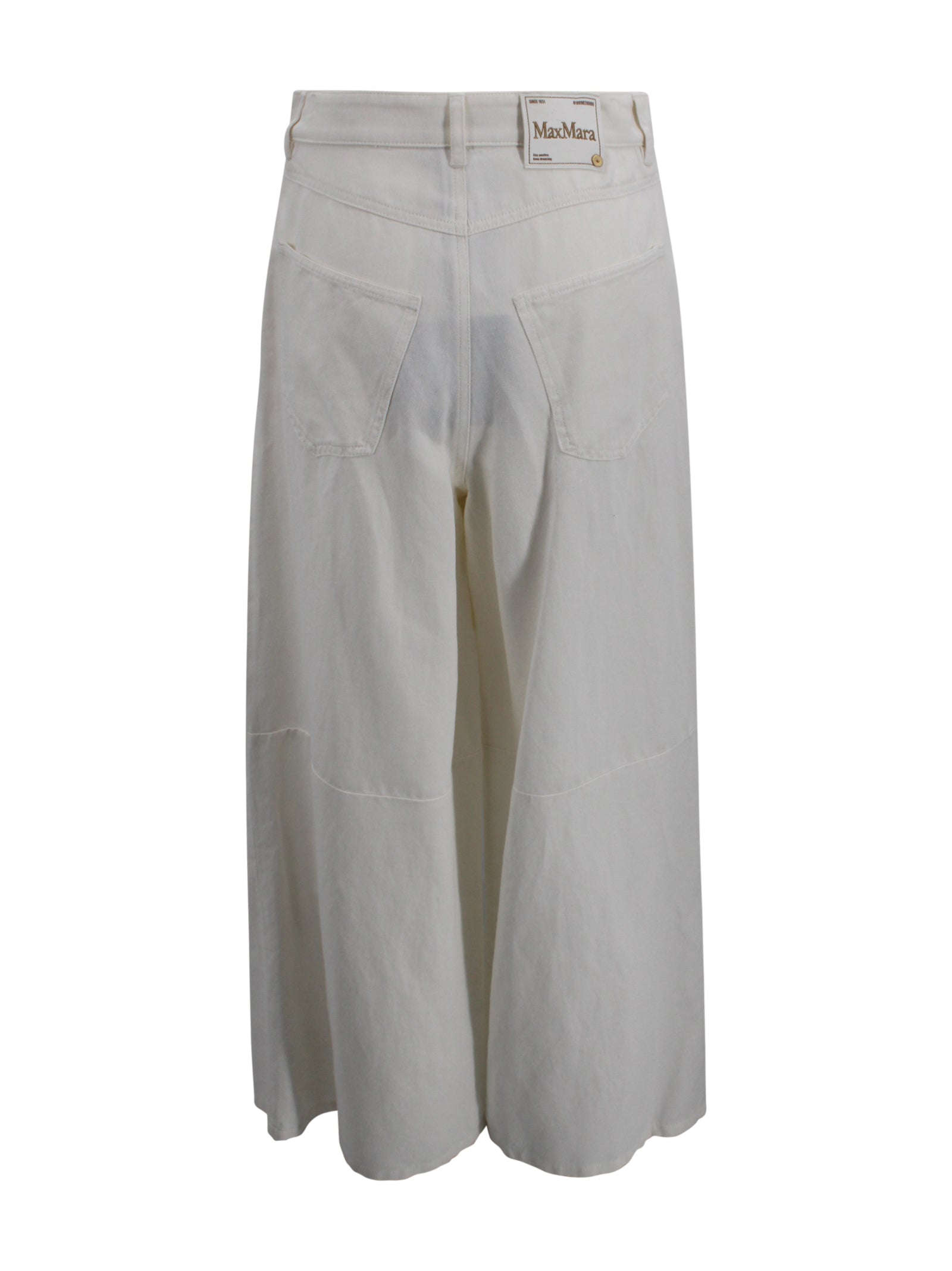 S Max Mara Trousers White Cotton