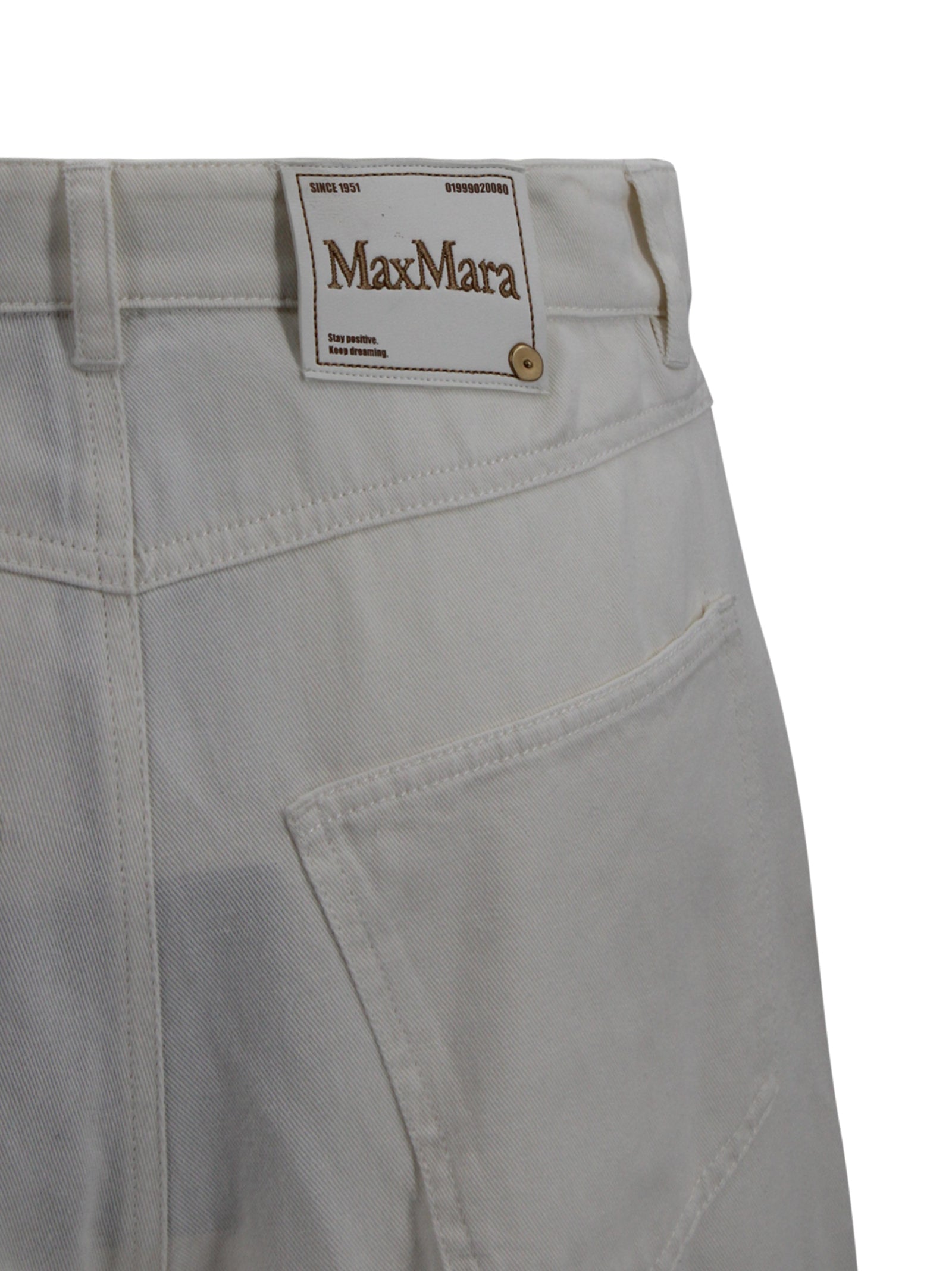 S Max Mara Trousers White Cotton