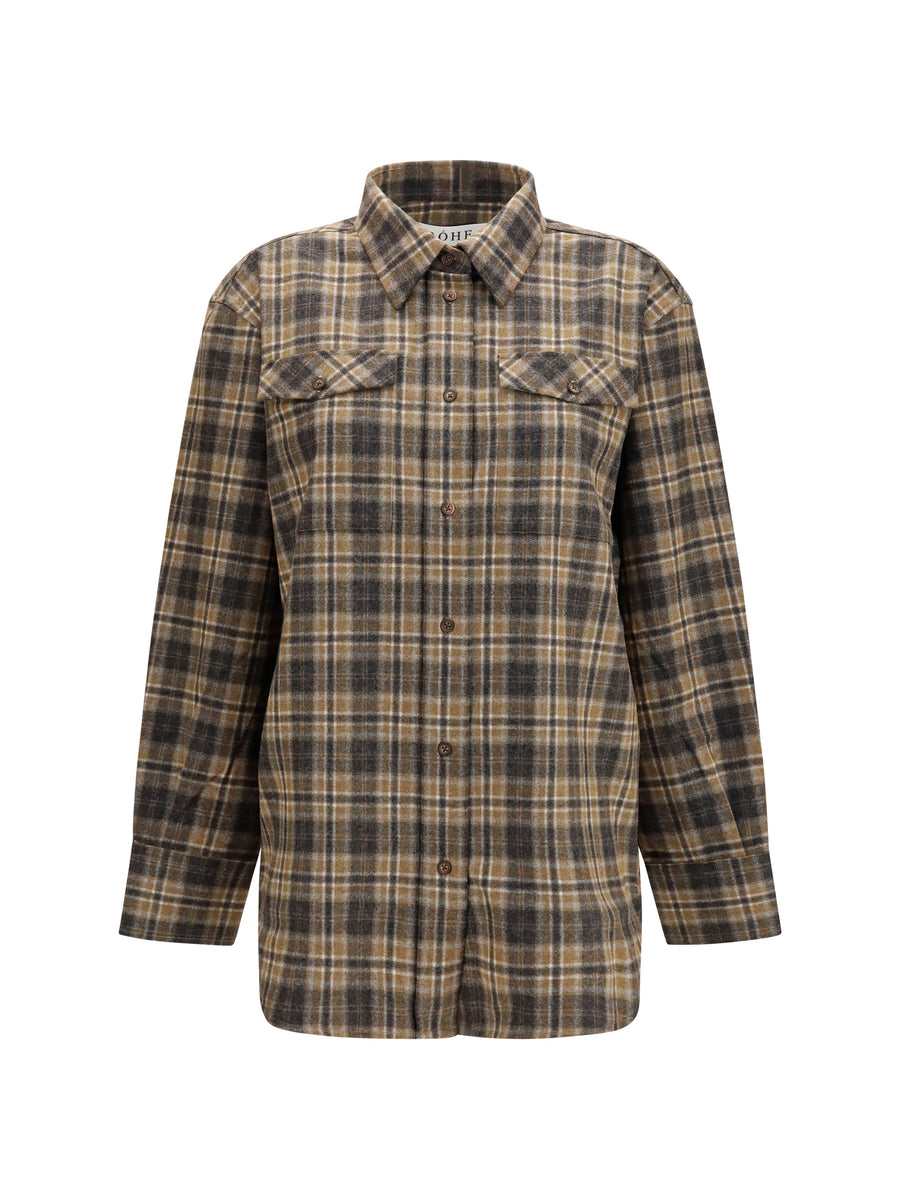 Shirt Check Western Olive Fleece Wool (ovis Aries)