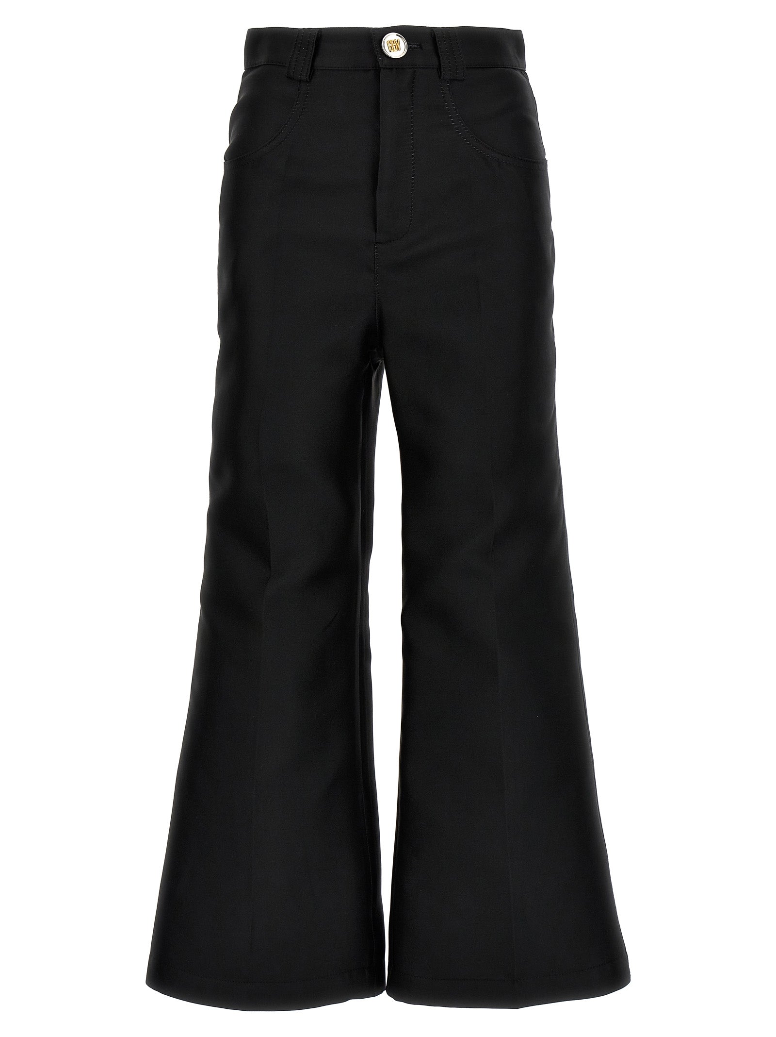 Cropped silk blend pants Black Polyester