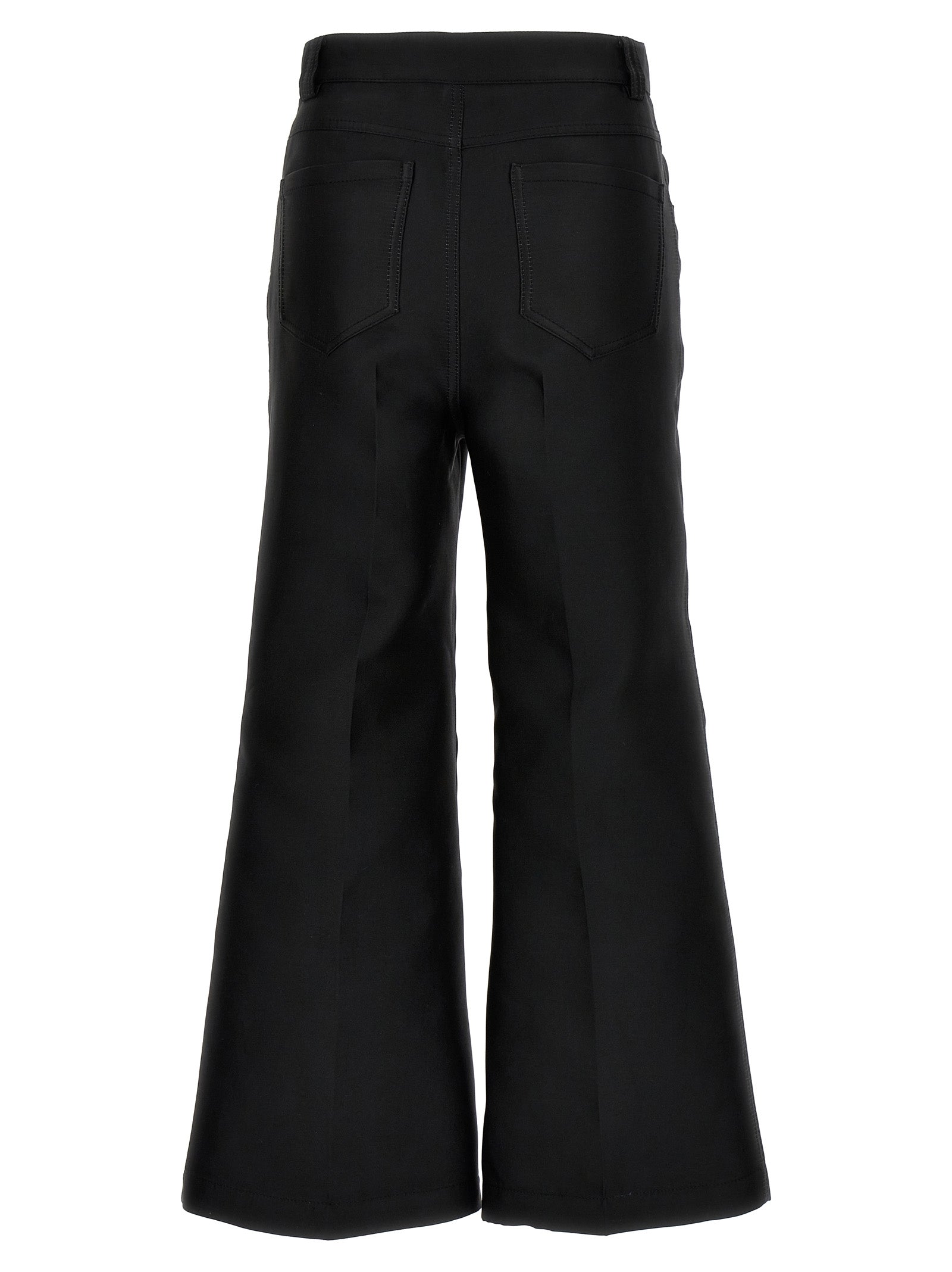 Cropped silk blend pants Black Polyester