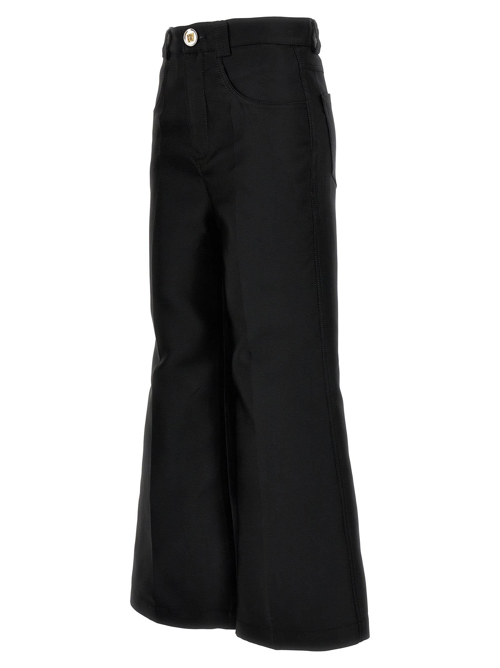 Cropped silk blend pants Black Polyester
