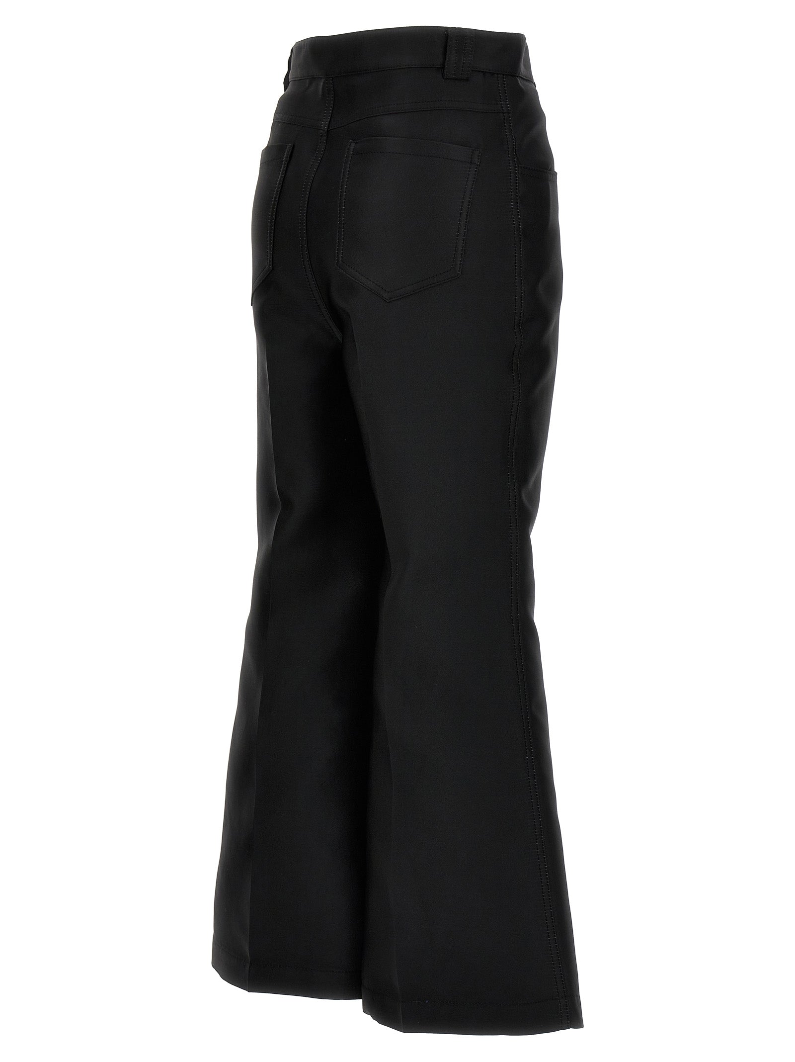 Cropped silk blend pants Black Polyester