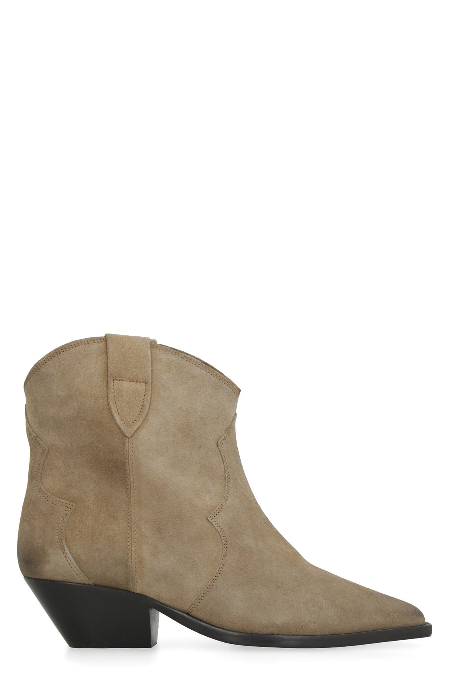 Suede Pointed Ankle Boots Turtledove Calfskin