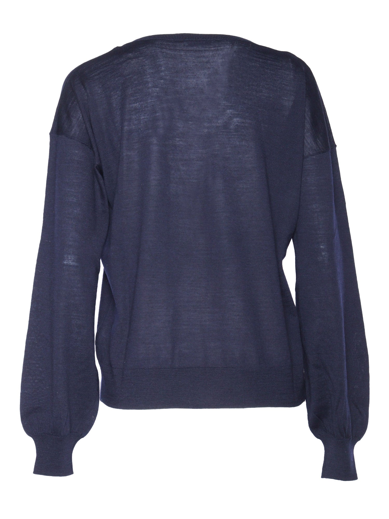 V-Neck Pullover Blue Wool V Neck