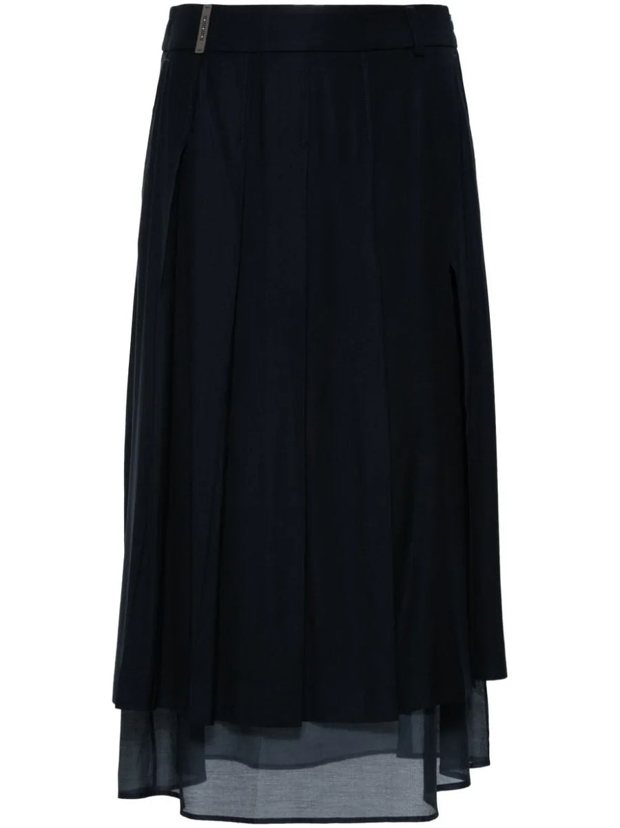Peserico Outer: Cotton 67% skirt in navy