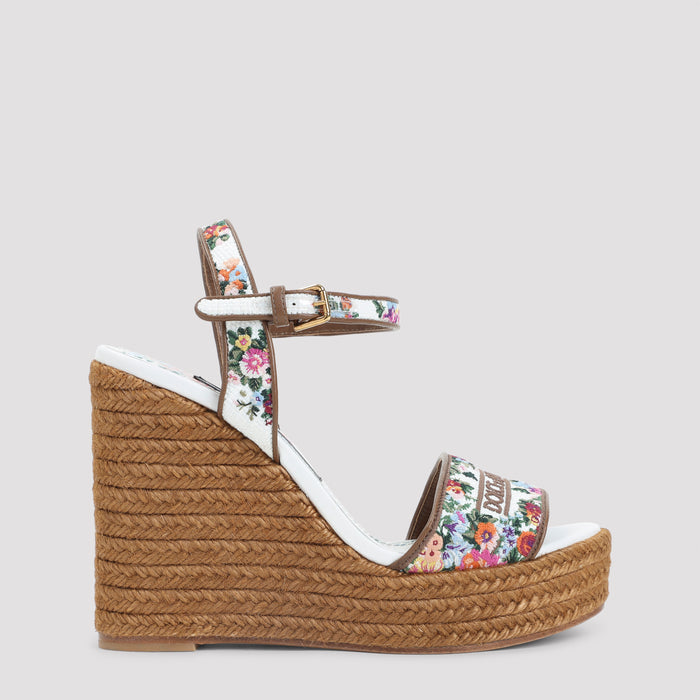 Wedge Sandals Multicolour Polyamide Lamb Leather Cotton Shoe