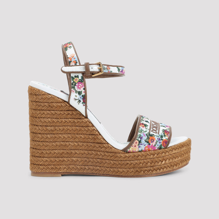 Wedge Sandals Multicolour Polyamide Lamb Leather Cotton Shoe