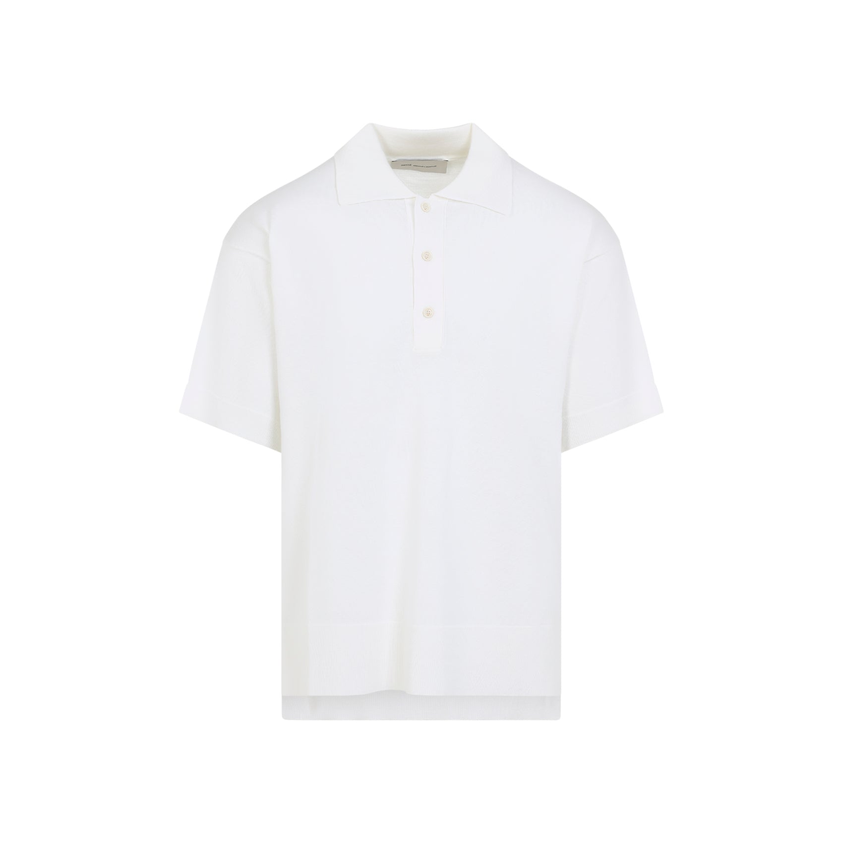 Ami Polo With Tonal De Coeur White Virgin Wool Silk