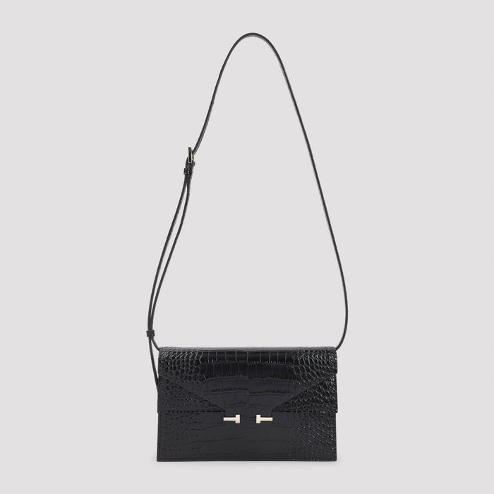 Soft Printed Croco Mini Bag Black Calf Leather