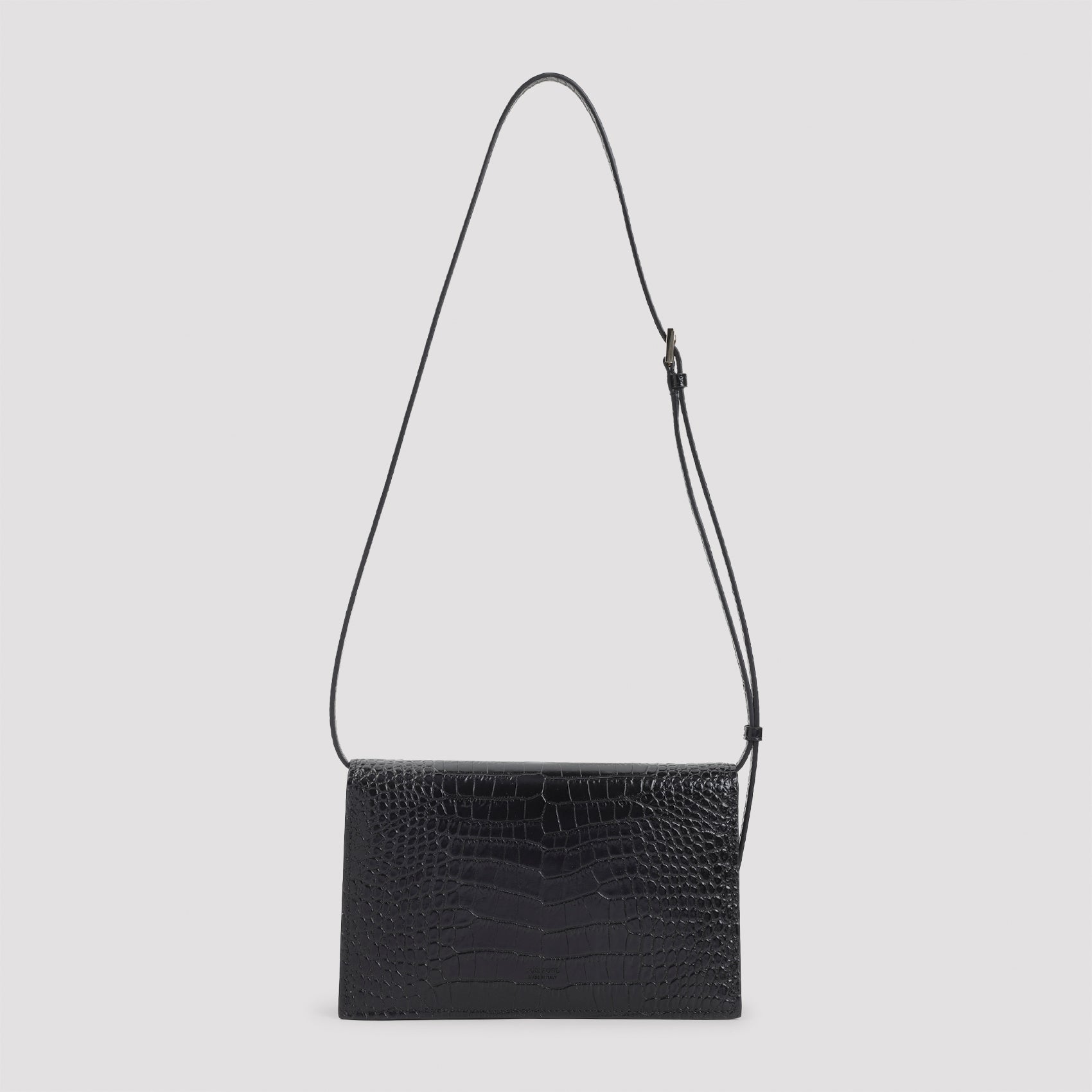 Soft Printed Croco Mini Bag Black Calf Leather