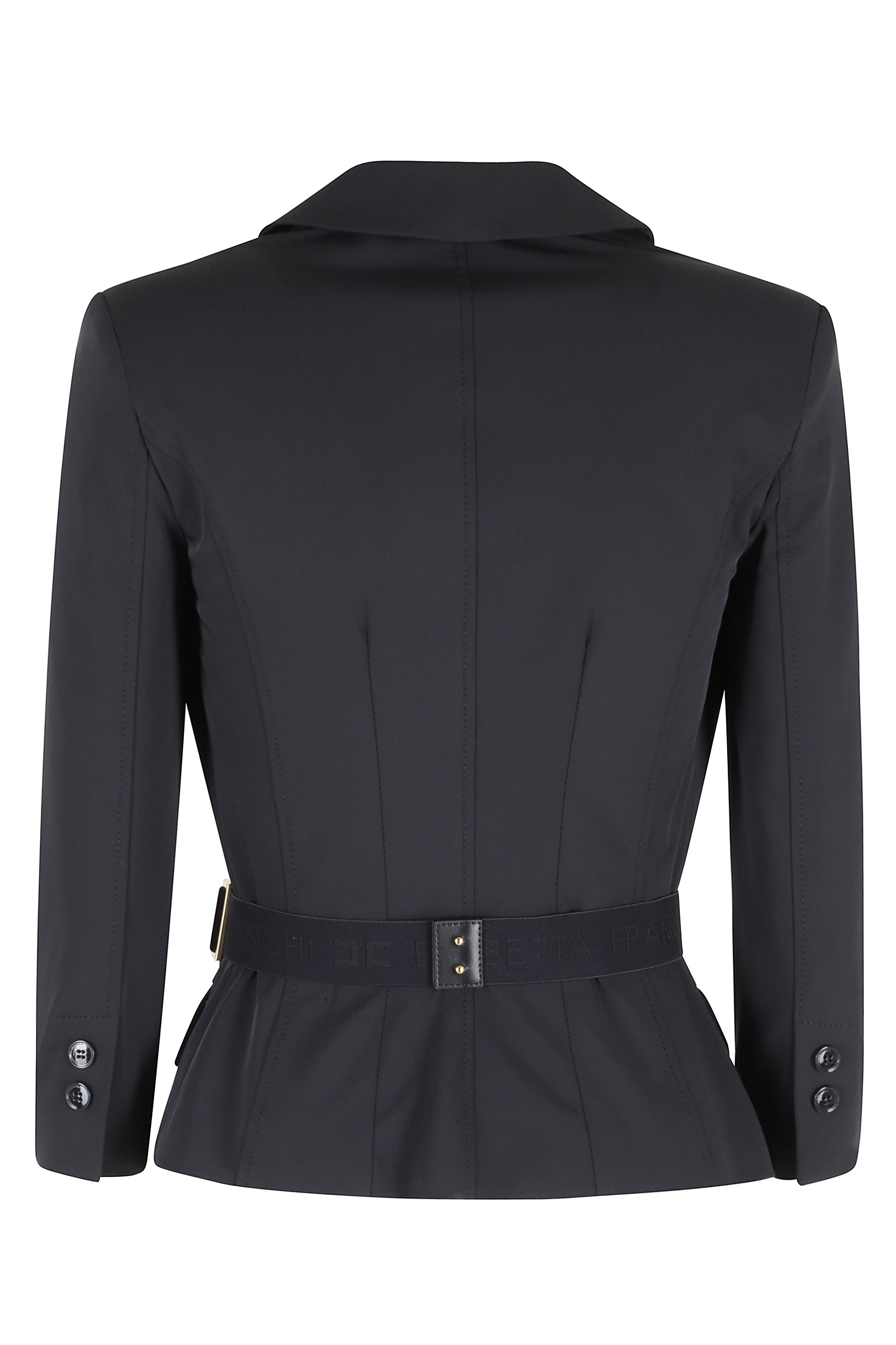 Giacca Con Cintura Black Poliammide Elastane
