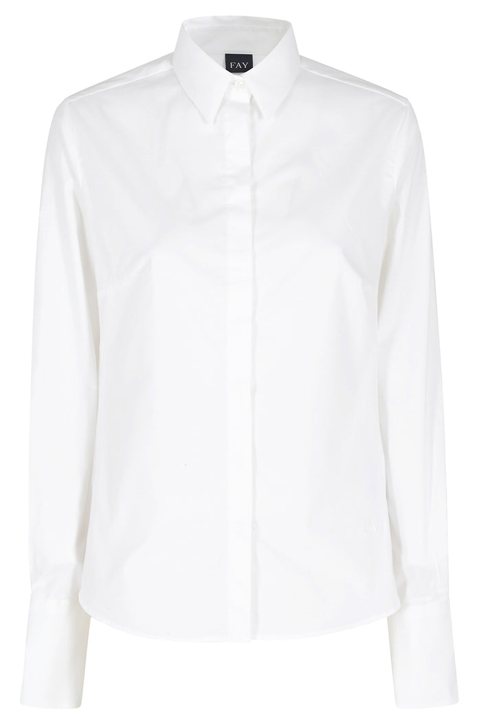 Camicia Slim Basic White Cotone Spandex
