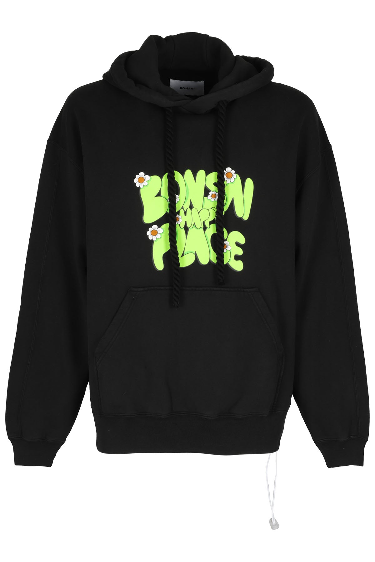 Drawstring Hoodie Black Cotone Felpa