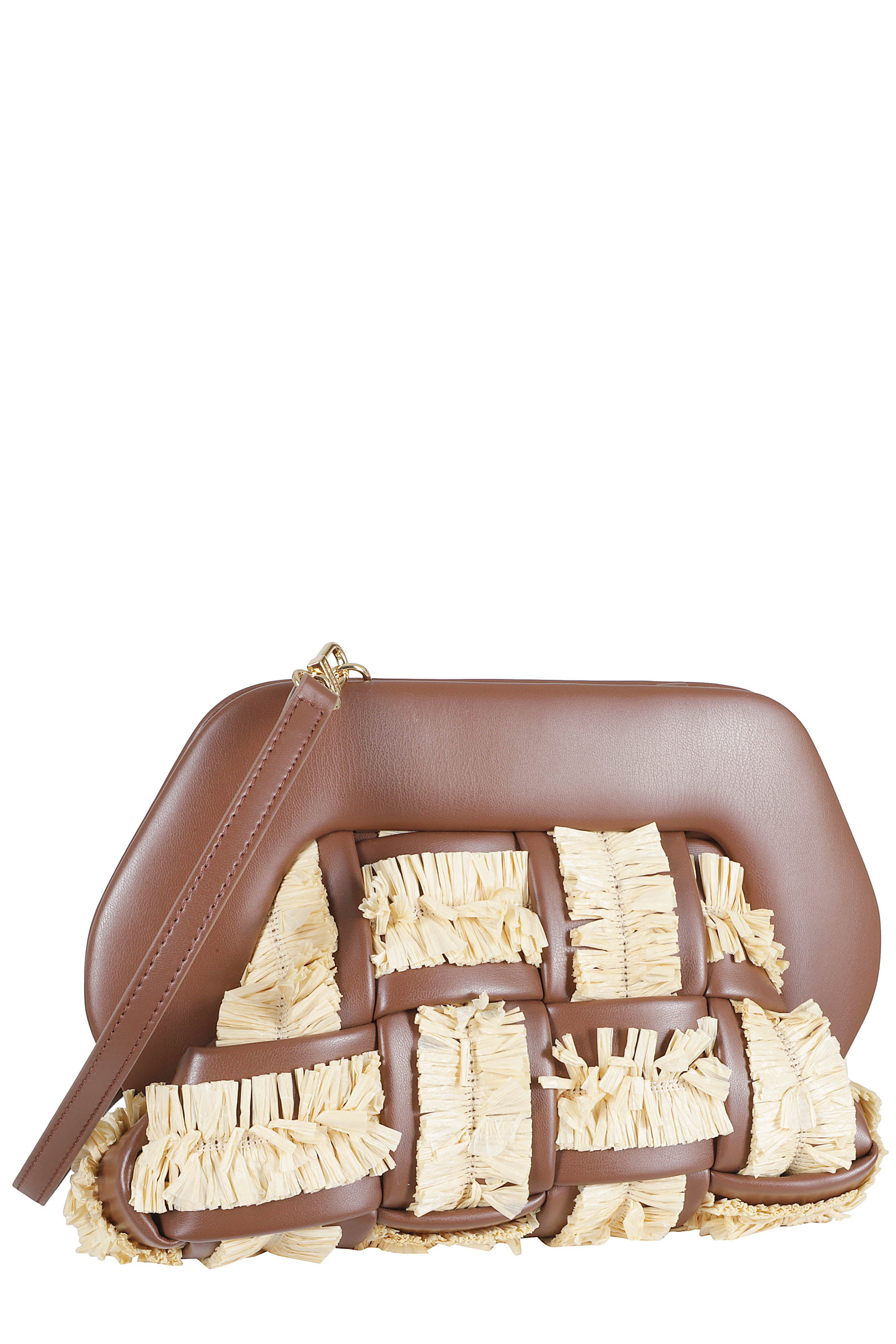 Bios Medium Intreccio Rafia Brown Vegan Leather Borsa