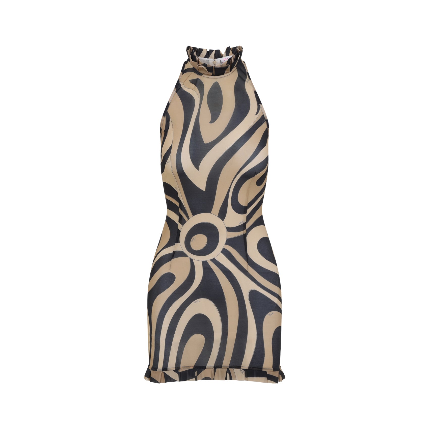 Mesh Mini Dress Brown Polyamide Elastane