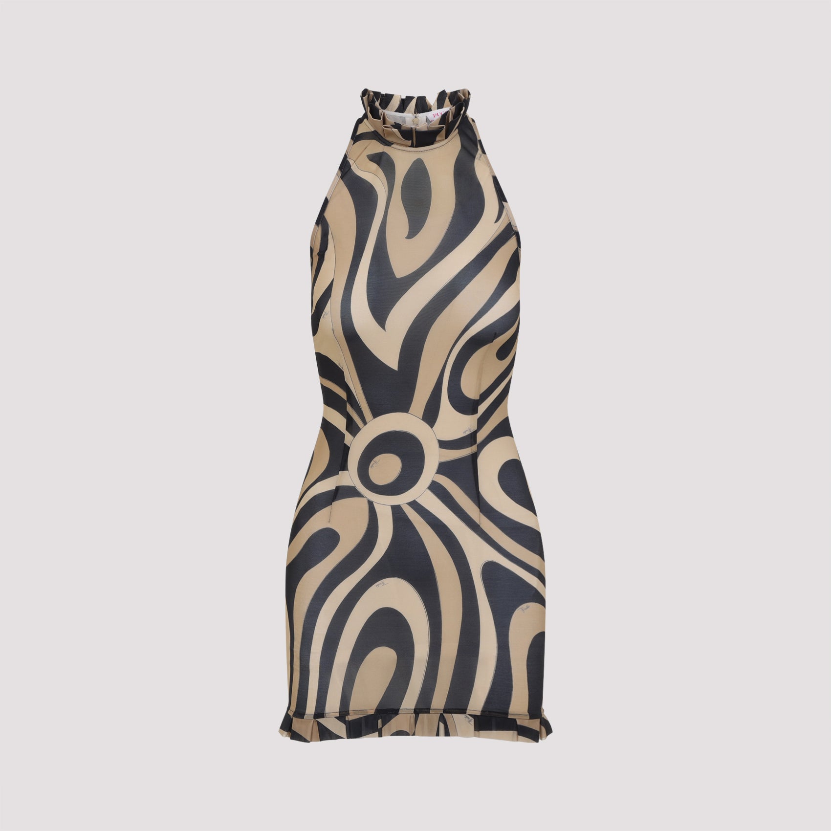 Mesh Mini Dress Brown Polyamide Elastane