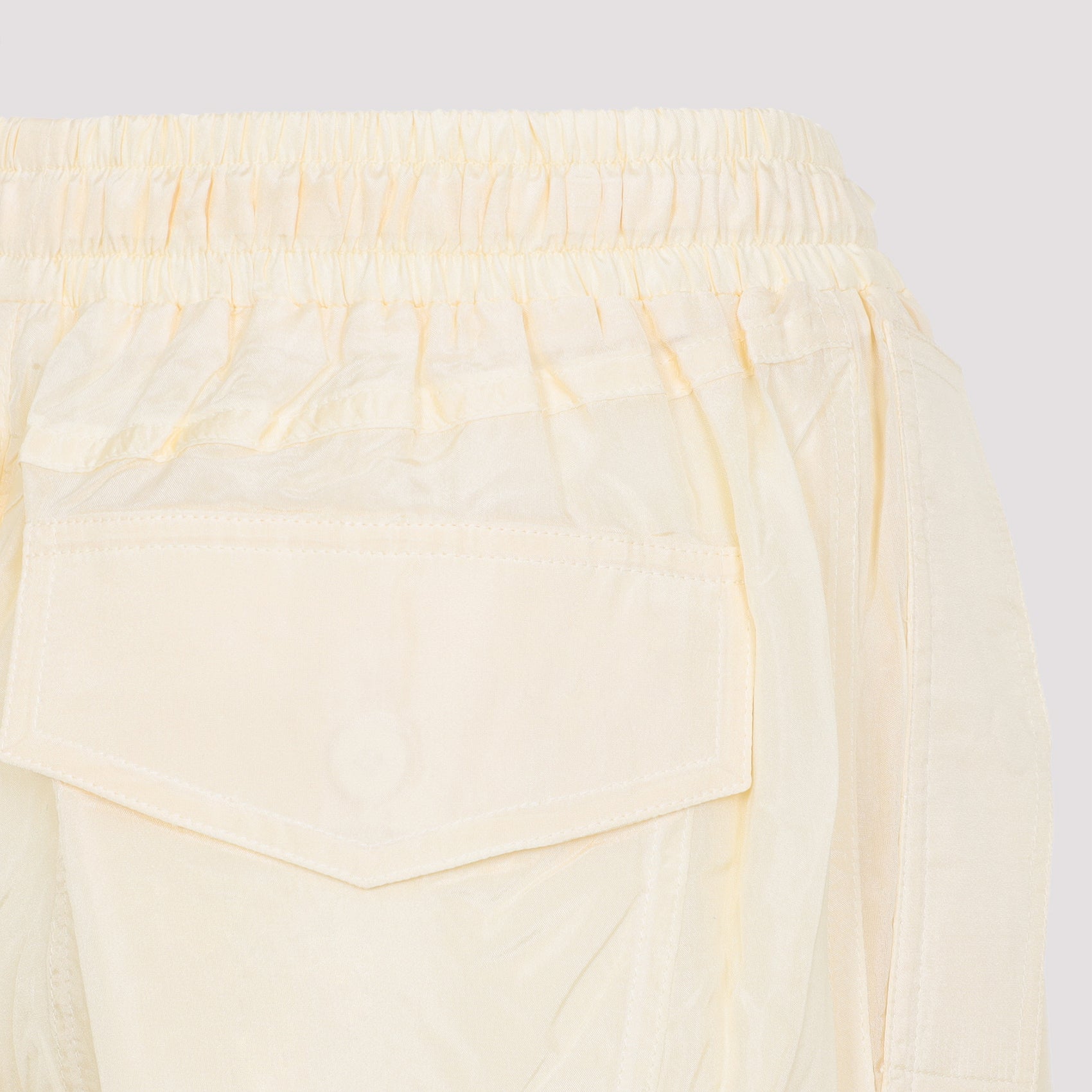 Crushed Cargo Trousers White Silk Pant