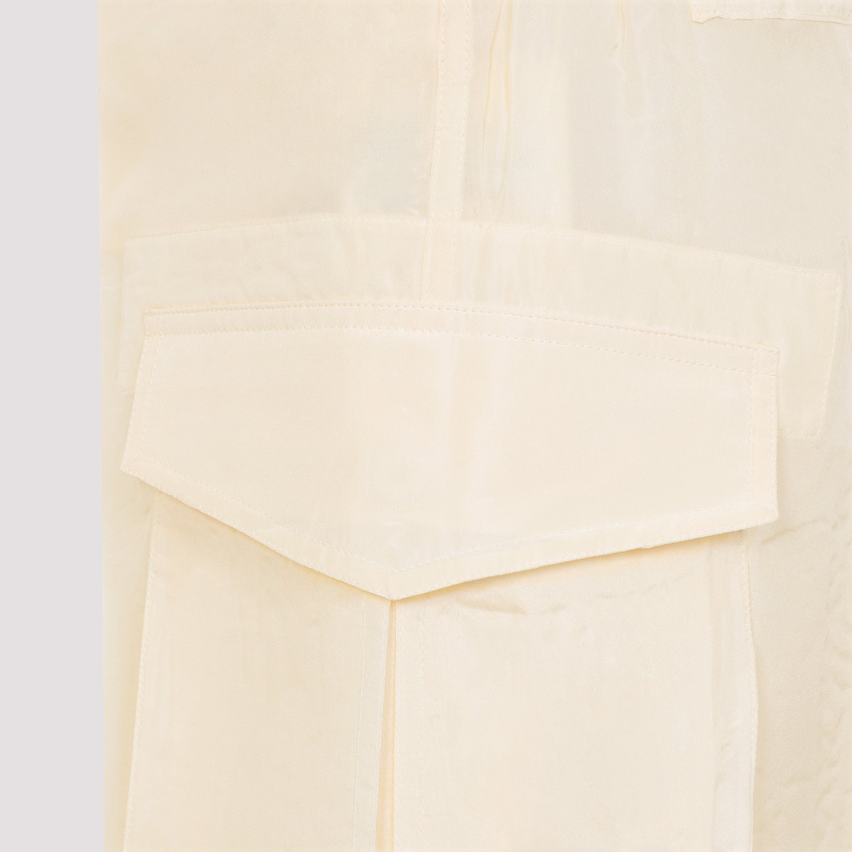 Crushed Cargo Trousers White Silk Pant