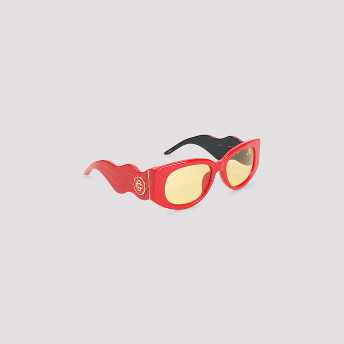 Oval Wave Sunglasses Red Acetate Glasses