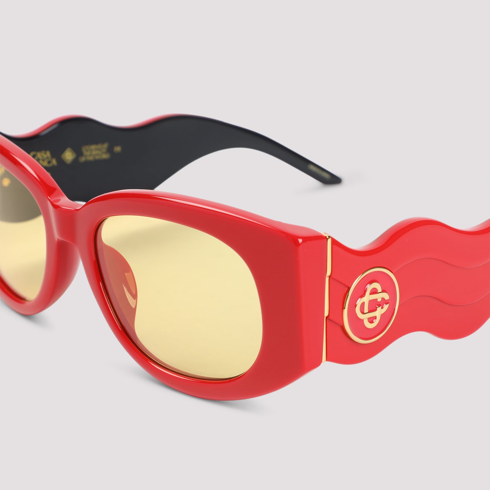 Oval Wave Sunglasses Red Acetate Glasses