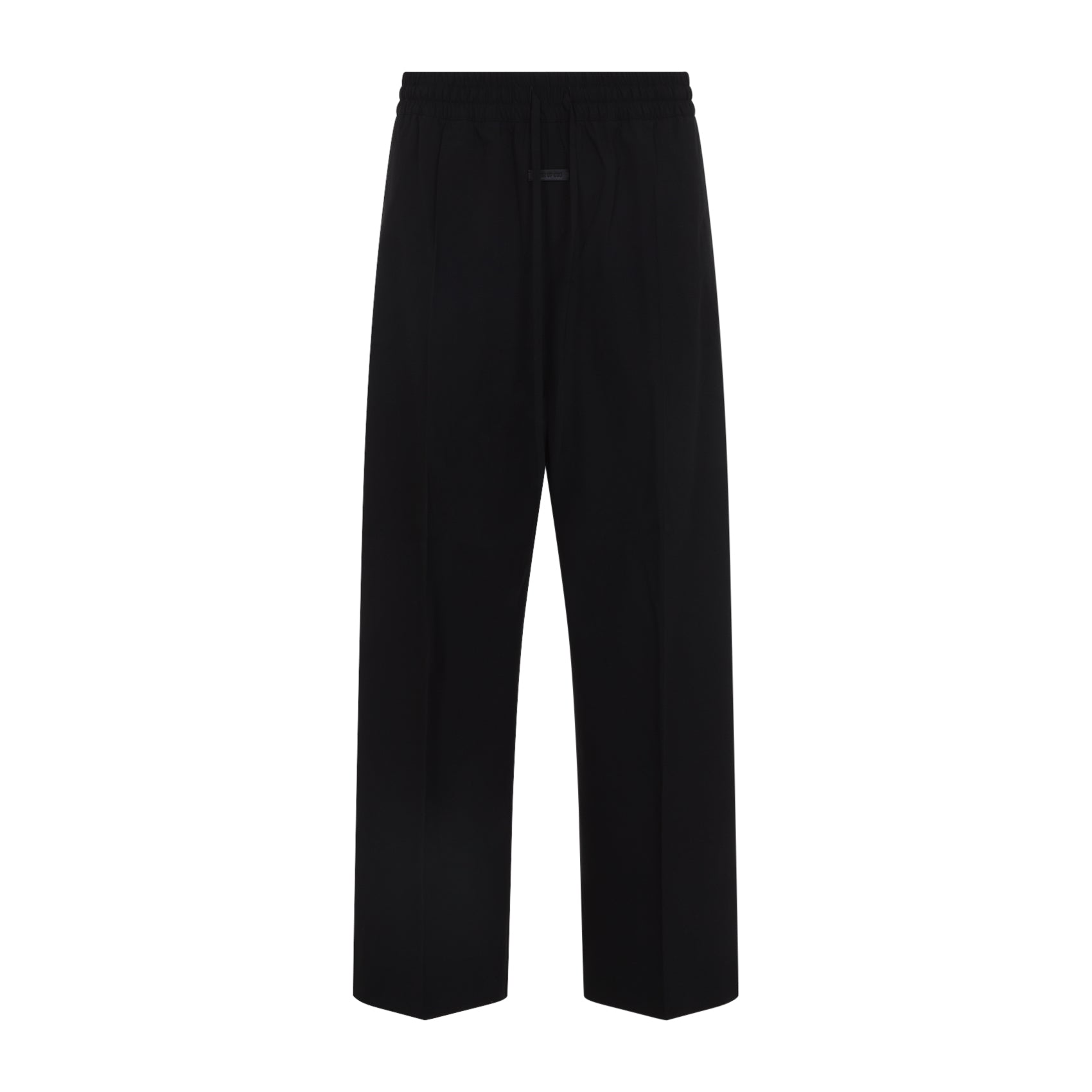 Wideleg Drawstring Black Cotton Virgin Wool Elastane Pant