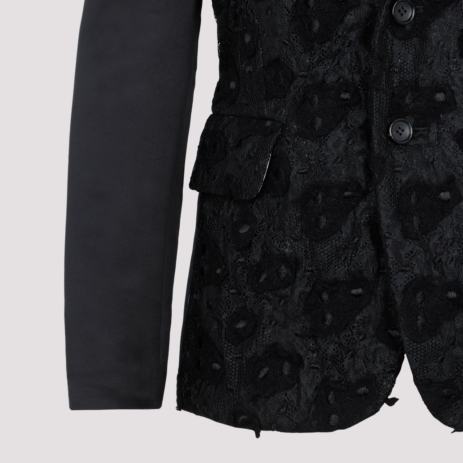 Comme Des Garçons Jacket Black Wool Decoration
