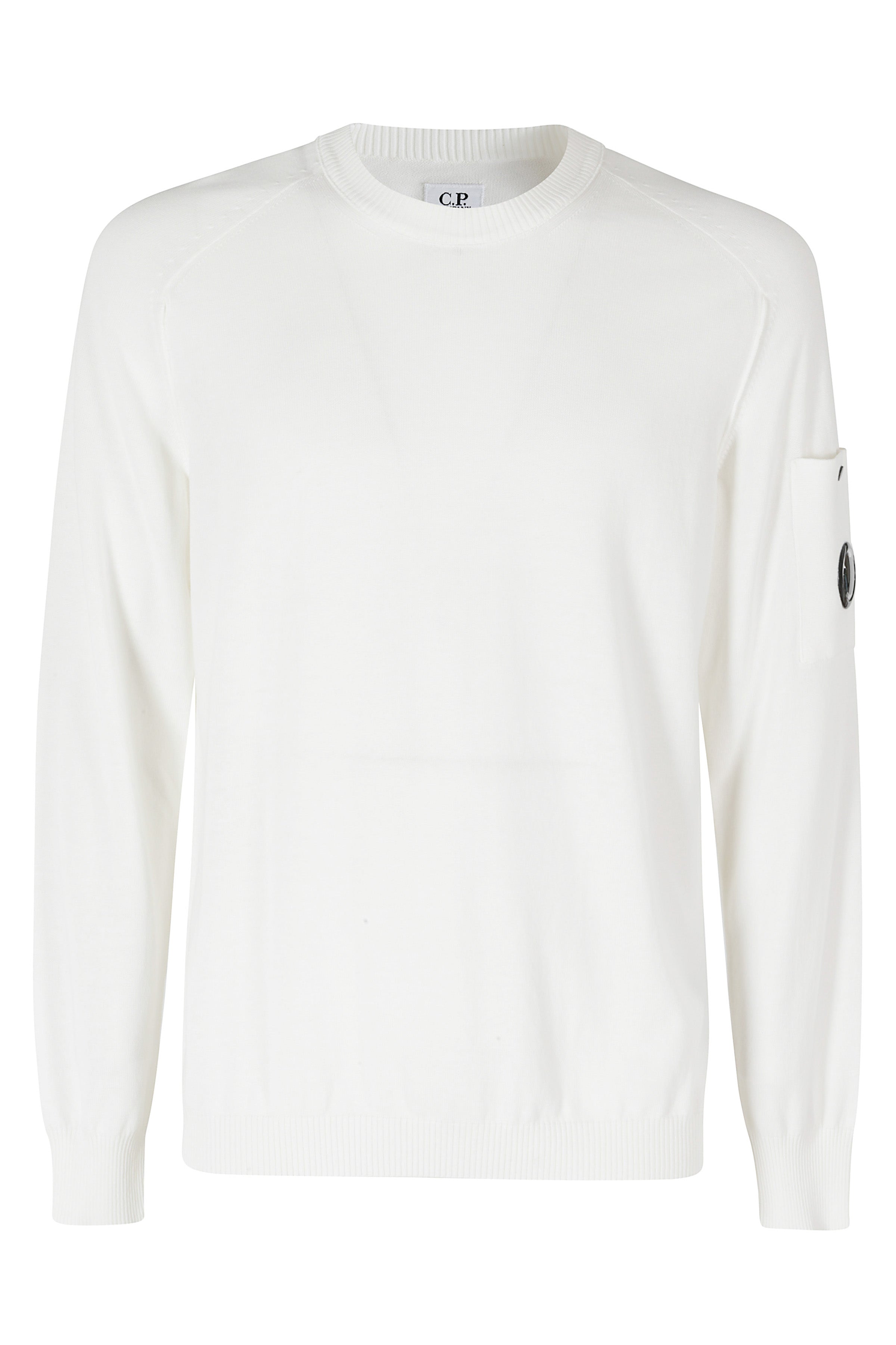 Cotton Crepe Crewneck Lens Sweater White Cotone Maglia