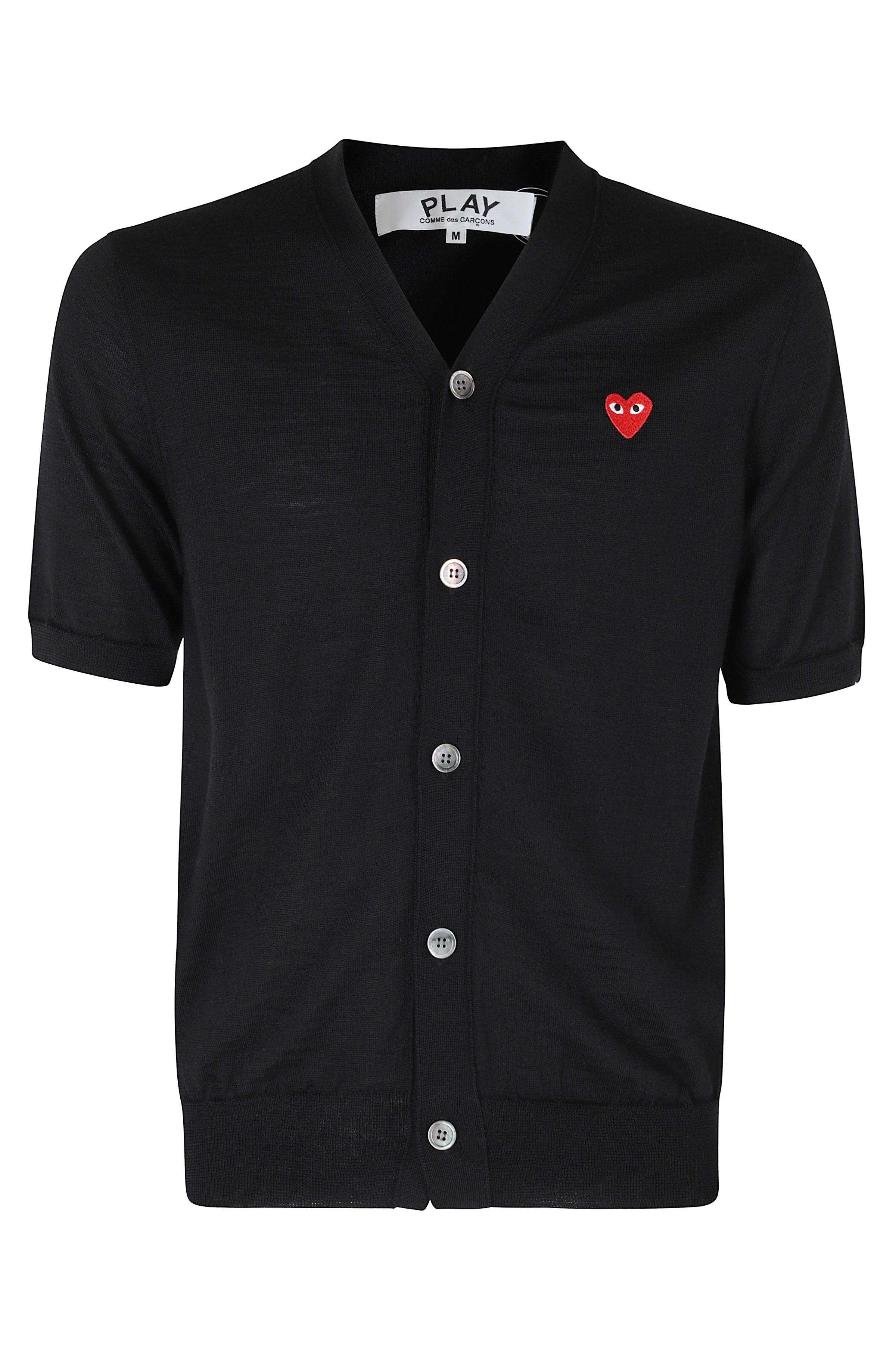 V Neck Cardigan Red Emblem Black Lana Maglia