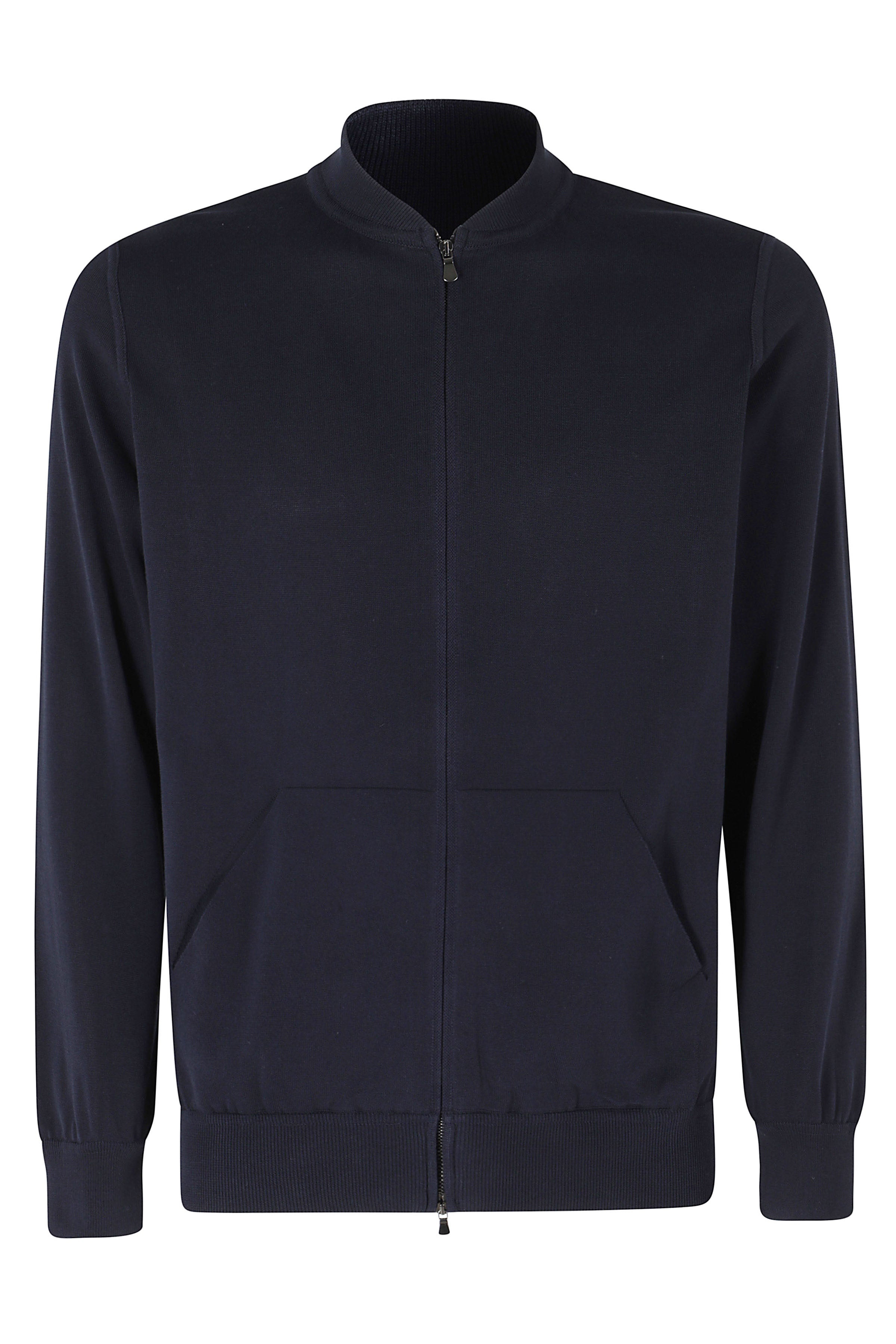 Maglia Bomber Zip Crepe Cotone Blue