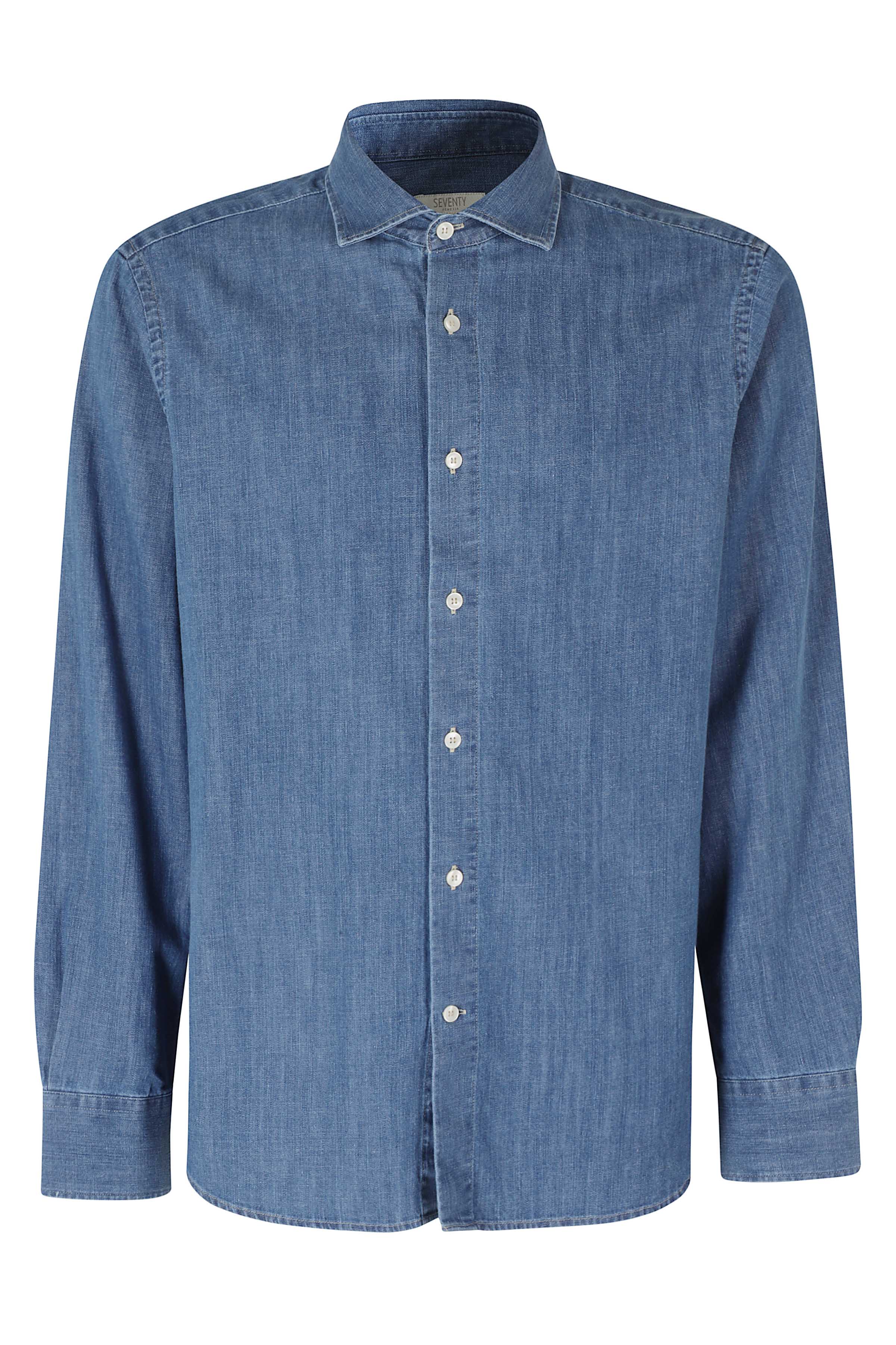 Camicia Collo Francese Blue Cotone
