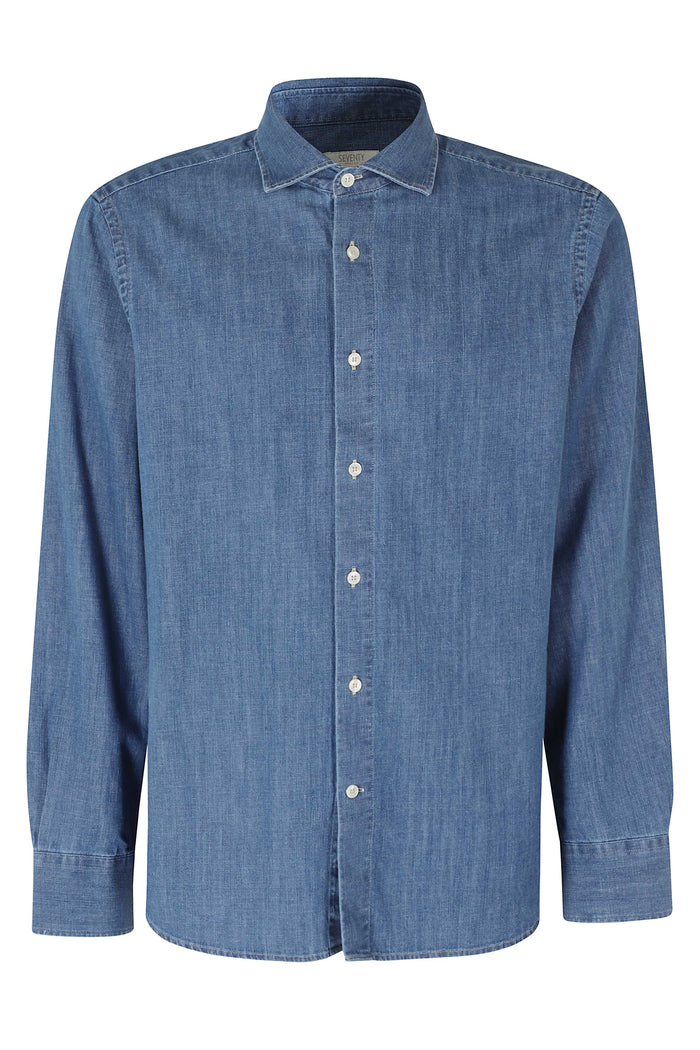 Camicia Collo Francese Blue Cotone