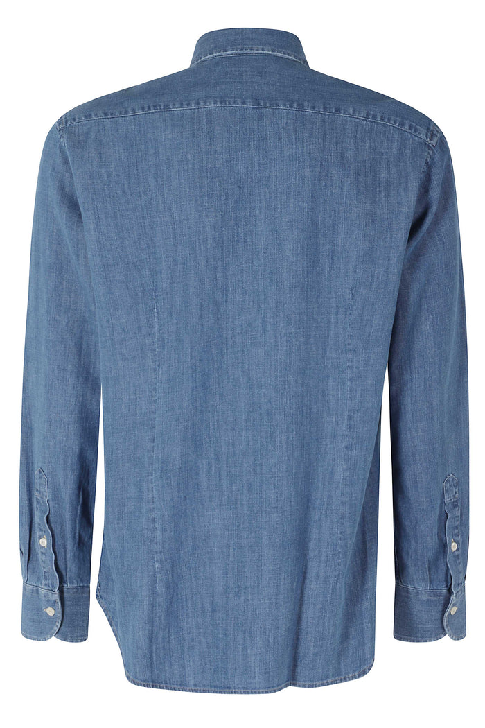 Camicia Collo Francese Blue Cotone