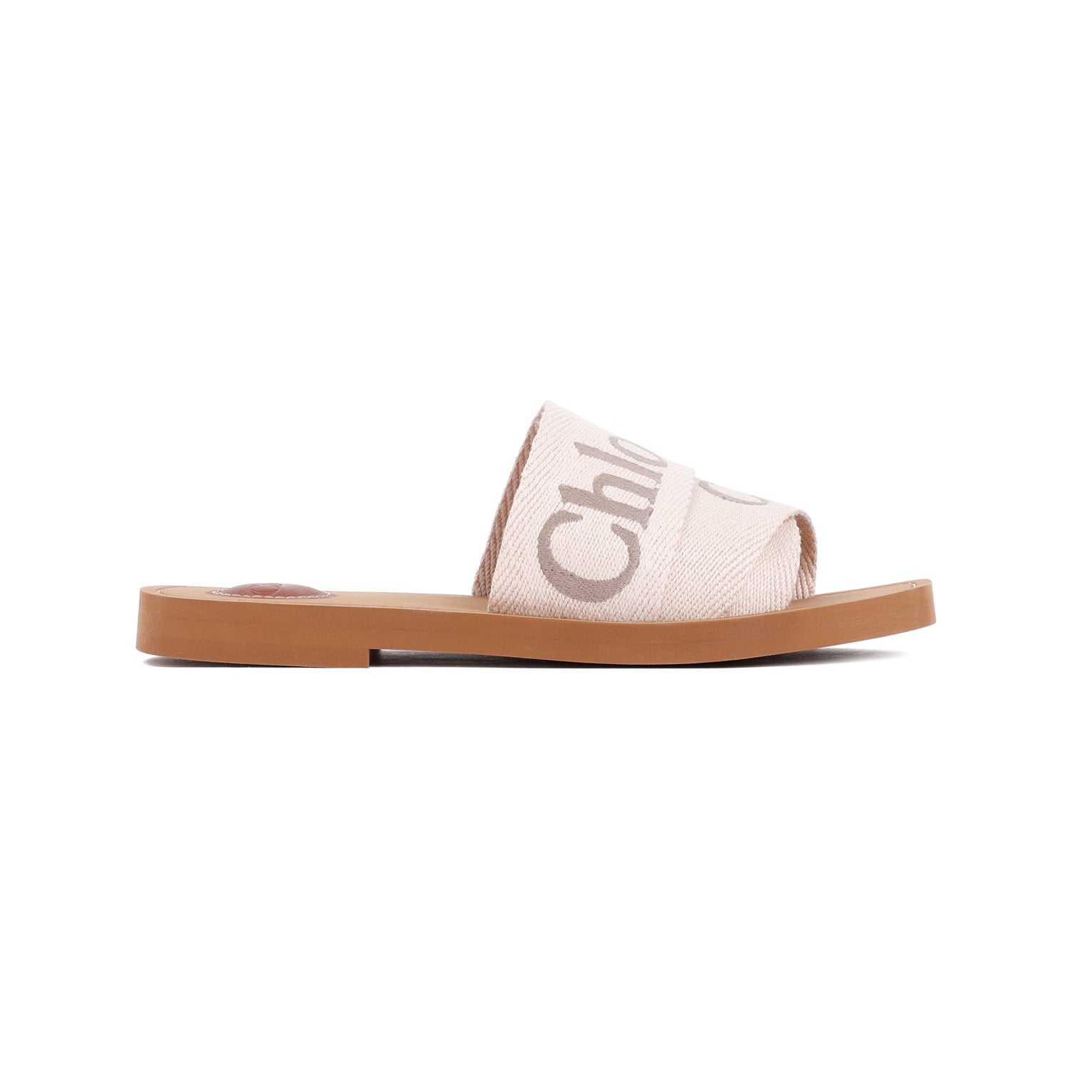 Chloé Woody Flat Mules Nude & Neutrals Linen Polyester