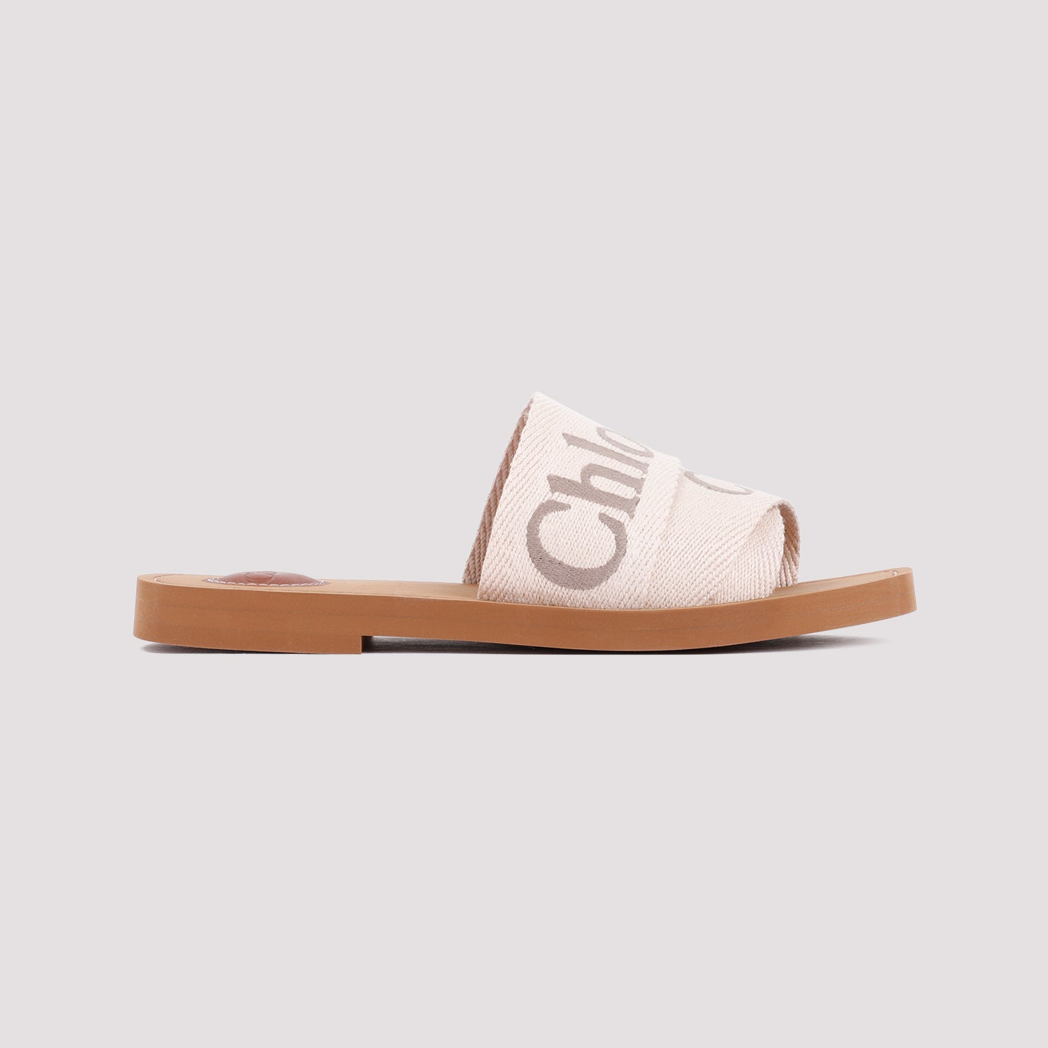 Chloé Woody Flat Mules Nude & Neutrals Linen Polyester