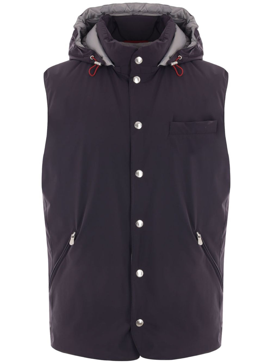 Brunello Cucinelli Outer: Polyamide 87% gilet in navy